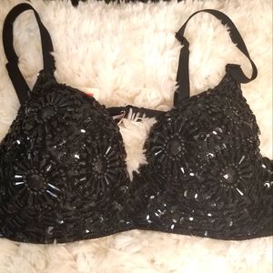Bedazzled black show Bra! Size 36B